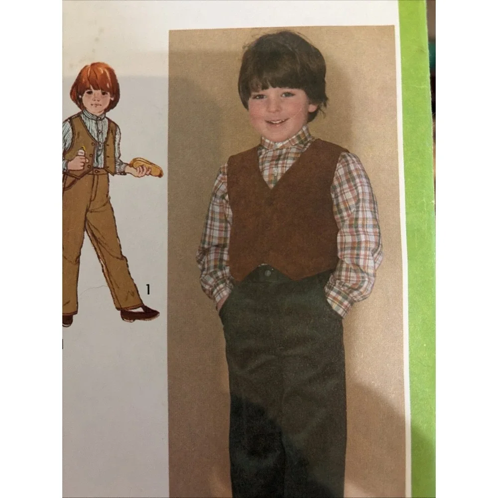 Simplicity 9631 Boys Vest Shirt Pants Sewing Pattern Size 6 Child Vintage 1980s